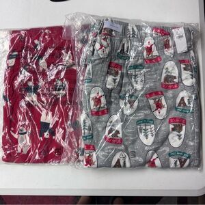 Women’s Festive Pajama Bottom pants Gray red Polar bears Christmas NWT